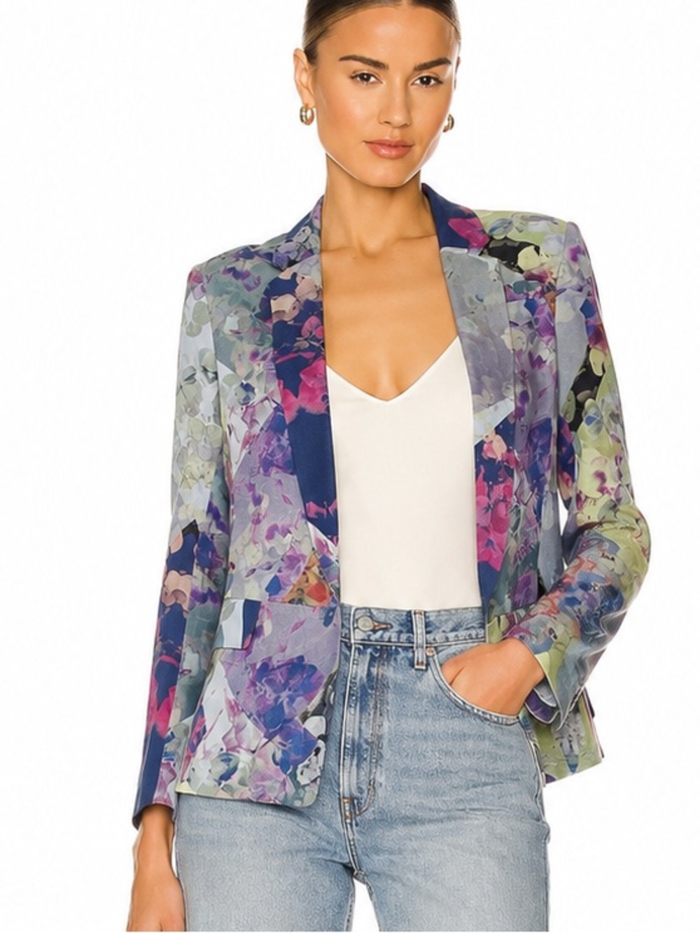TIGER OF SWEDEN 100% Silk Floral Blazer Jacket Purple Blue Green Tailored Career